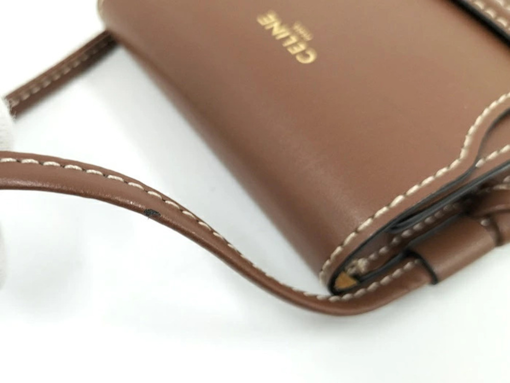 Celine Shoulder Bag Phone Case Leather Brown - Picture 5 of 10